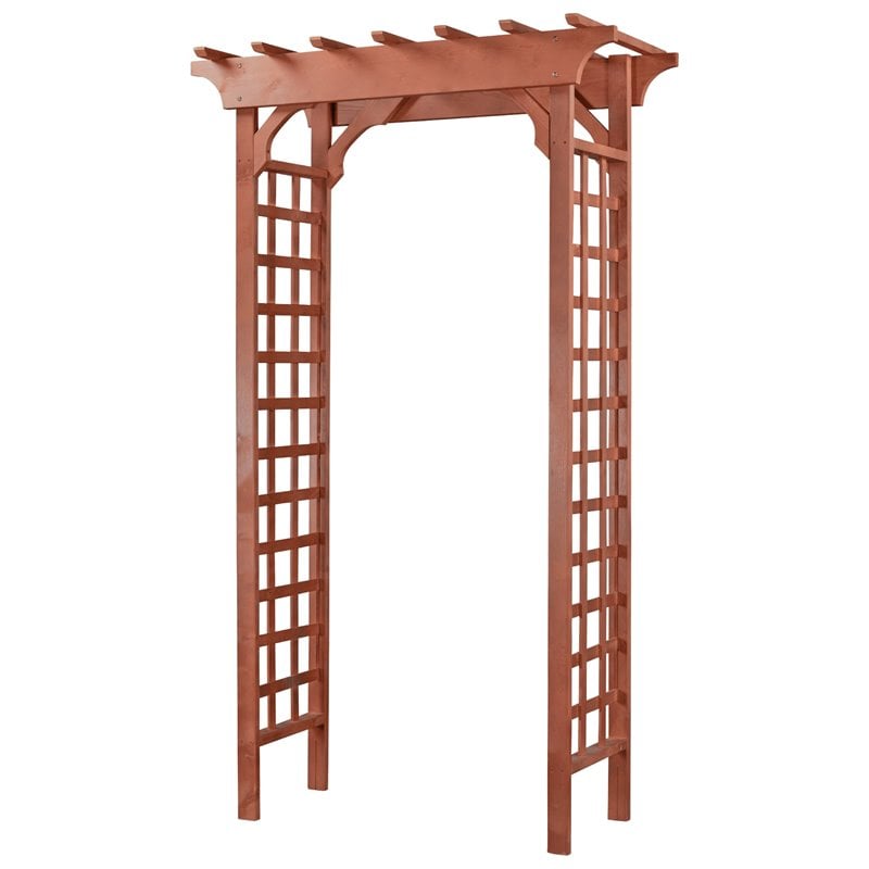 Pemberly Row Wood Double Lattice Panels Arbor in Medium Brown