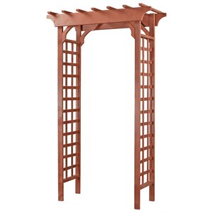 Pemberly Row Wood Double Lattice Panels Arbor in Medium Brown