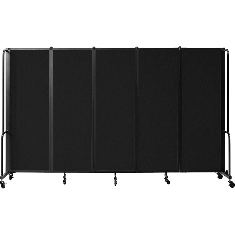 Pemberly Row 6ft Modern Metal Room Divider with 5 Sections in Black