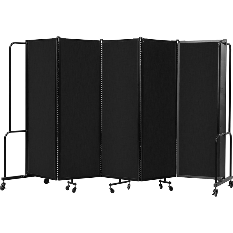 Pemberly Row 6ft Modern Metal Room Divider with 5 Sections in Black
