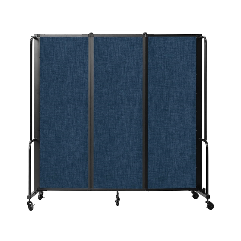 Pemberly Row 6ft Modern Metal Room Divider with 3 Sections in Blue