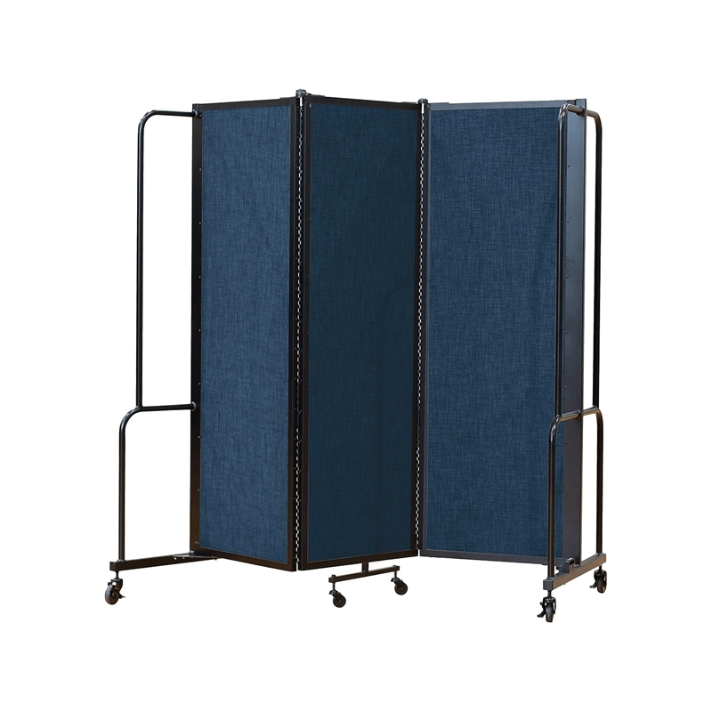Pemberly Row 6ft Modern Metal Room Divider with 3 Sections in Blue