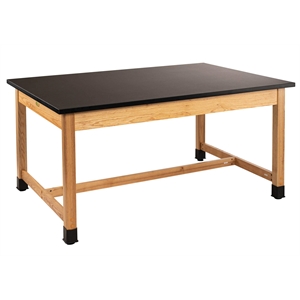 Pemberly Row 42x60&quot Wood Science Lab Table with Chemical Resistant Top in Black