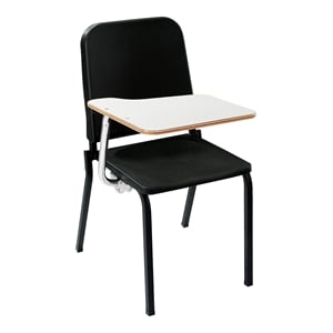 Pemberly Row 33.5&quot Left Plastic Melody Music Stack Chair in Black
