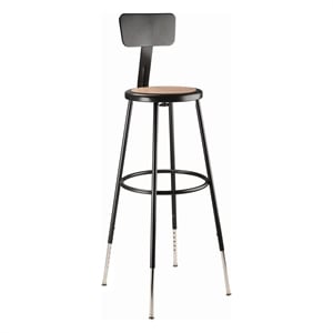 Pemberly Row 32-39&quot Metal Heavy Duty Stool with Backrest in Black