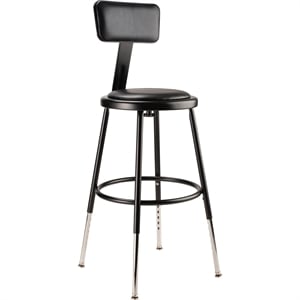 Pemberly Row 19-27&quot Modern Heavy Duty Vinyl Padded Steel Metal Stool in Black