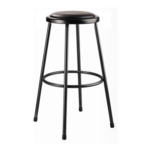 Pemberly Row 30&quot Vinyl Padded Steel Metal Heavy Duty Stool in Black