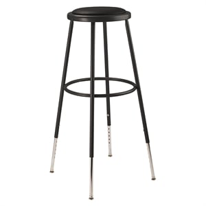 Pemberly Row 32-39&quot Vinyl Padded Steel Metal Heavy Duty Stool in Black