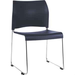 Pemberly Row 30.75&quot Modern Cafetorium Plastic Stack Chair in Navy