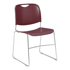 Pemberly Row 31&quot Modern Ultra-Compact Plastic Stack Chair in Wine Red