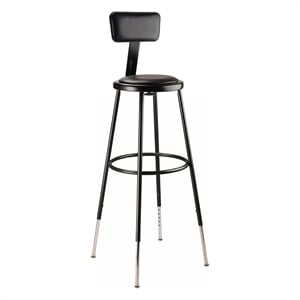 Pemberly Row 32-39&quot Modern Metal Heavy Duty Stool with Backrest in Black