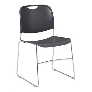 Pemberly Row 31&quot Modern Ultra-Compact Plastic Stack Chair in Gunmetal Gray