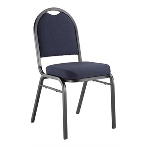 Pemberly Row 35&quot Metal and Fabric Stack Chair in Midnight Blue/Black Sandtex