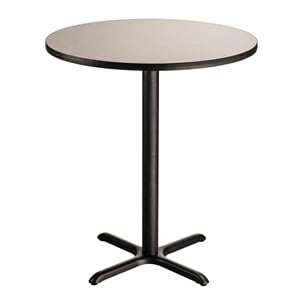 Pemberly Row 36&quot Round Modern Wood Cafe Table with X-Base in Gray Nebula