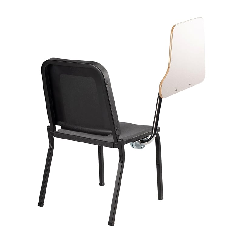 Pemberly Row Modern Wood Tablet Right Arm For Stack Chair in Gray Nebula