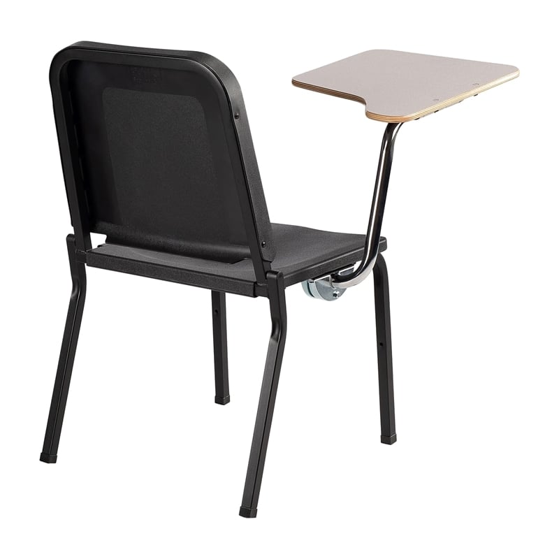 Pemberly Row Modern Wood Tablet Right Arm For Stack Chair in Gray Nebula