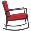 Pemberly Row 2 Pieces Rattan Outdoor Patio Rocking Chair with Cushion in Red