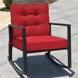 Pemberly Row 2 Pieces Rattan Outdoor Patio Rocking Chair with Cushion in Red