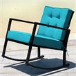 Pemberly Row 2 Pcs Rattan Outdoor Patio Rocking Chair with Cushion in Turquoise