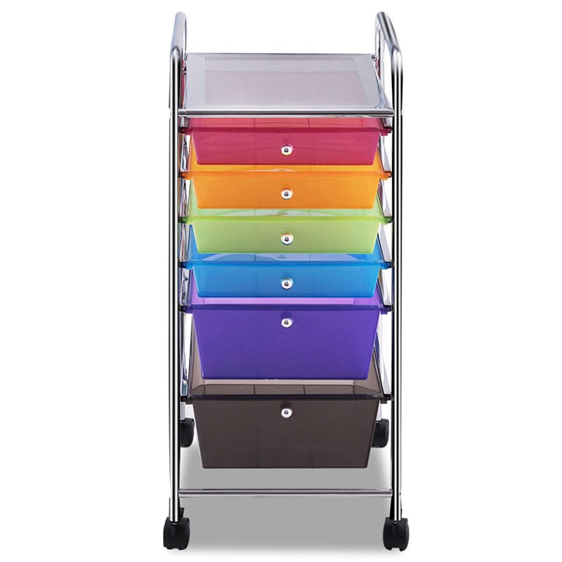 Pemberly Row Scrapbook Paper Rolling Storage Cart with 6 Drawers in Gray