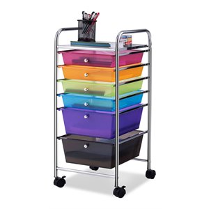 Pemberly Row Scrapbook Paper Rolling Storage Cart with 6 Drawers in Gray