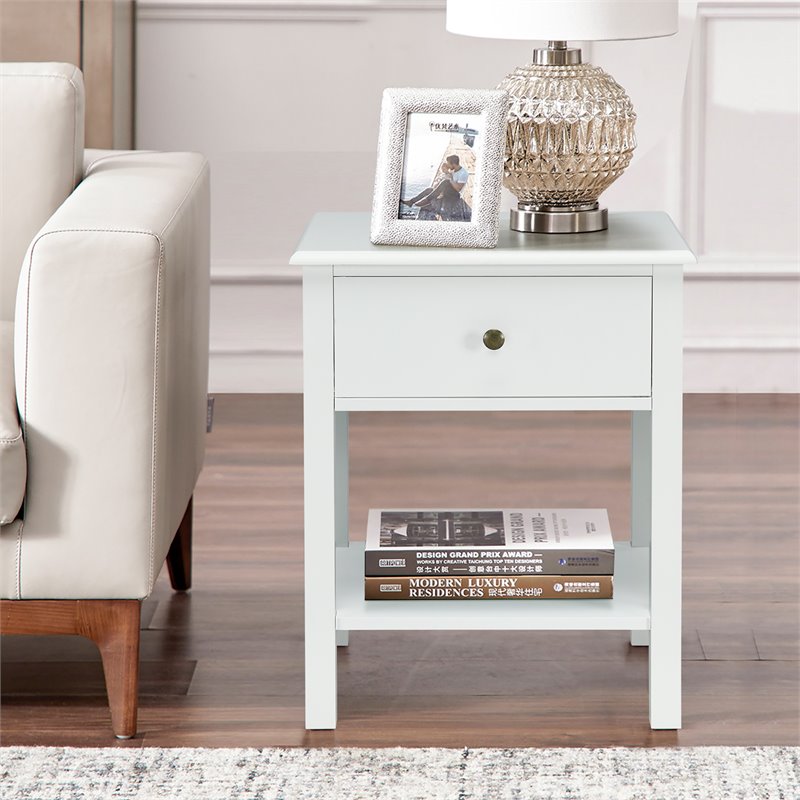 Pemberly Row Contemporary MDF Wood Nightstands in White (Set of 2)
