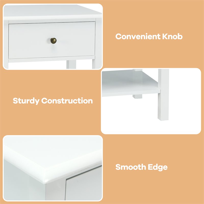 Pemberly Row Contemporary MDF Wood Nightstands in White (Set of 2)