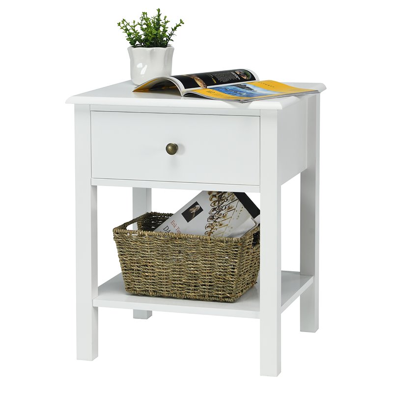 Pemberly Row Contemporary MDF Wood Nightstands in White (Set of 2)