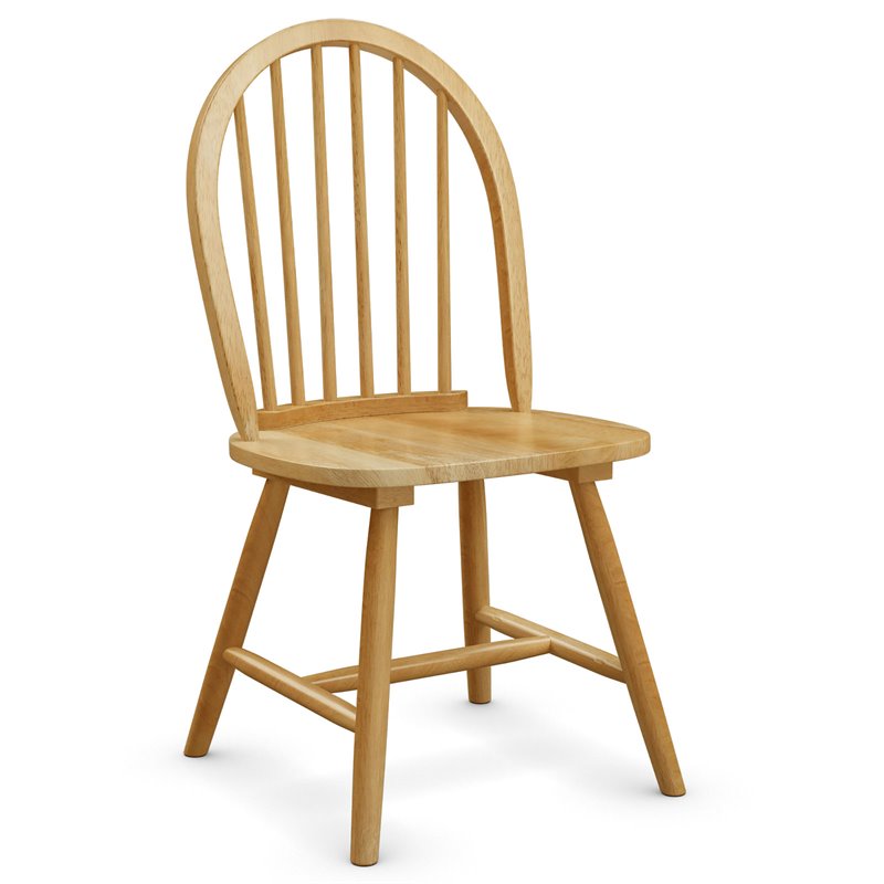 Pemberly Row Contemporary Wood Windsor Chairs in Natural (Set of 4)