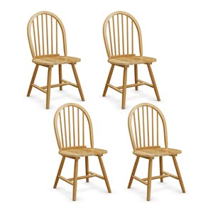 Pemberly Row Contemporary Wood Windsor Chairs in Natural (Set of 4)