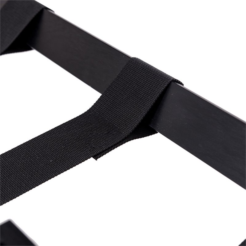 Pemberly Row Folding Luggage Rack w/ Shoe Storage Holder in Black (Set of 3)