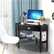 Pemberly Row Contemporary Pine and MDF Corner Computer Desk in Black