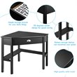 Pemberly Row Contemporary Pine and MDF Corner Computer Desk in Black