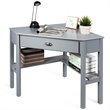 Pemberly Row Contemporary Pine and MDF Corner Computer Desk in Gray