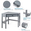 Pemberly Row Contemporary Pine and MDF Corner Computer Desk in Gray
