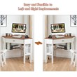 Pemberly Row Contemporary Pine and MDF Corner Computer Desk in Natural/White