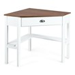 Pemberly Row Contemporary Pine and MDF Corner Computer Desk in Natural/White