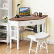 Pemberly Row Contemporary Pine and MDF Corner Computer Desk in Natural/White