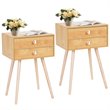 Pemberly Row MDF and Wood Nightstands with 2 Drawers in Natural (Set of 2)