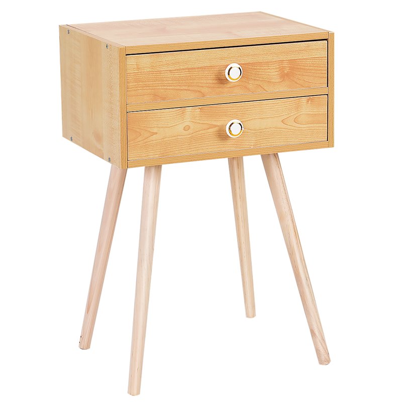 Pemberly Row MDF and Wood Nightstands with 2 Drawers in Natural (Set of 2)
