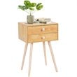 Pemberly Row MDF and Wood Nightstands with 2 Drawers in Natural (Set of 2)
