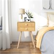 Pemberly Row MDF and Wood Nightstands with 2 Drawers in Natural (Set of 2)