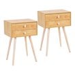 Pemberly Row MDF and Wood Nightstands with 2 Drawers in Natural (Set of 2)