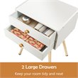 Pemberly Row MDF and Wood Nightstands with 2 Drawers in White (Set of 2)