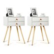 Pemberly Row MDF and Wood Nightstands with 2 Drawers in White (Set of 2)