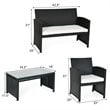 Pemberly Row 4Pcs Wicker Patio Furniture Conversation Set in Black (Set of 4)