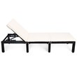 Pemberly Row 2 Pcs Rattan Patio Garden Lounge Chaise Chair with Cushion in White