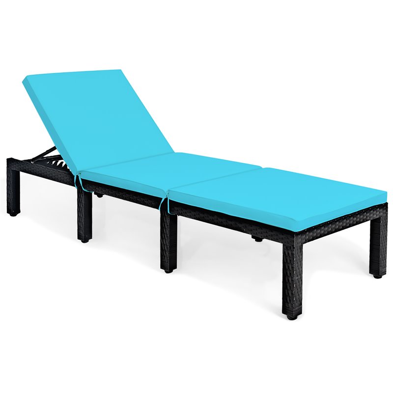Pemberly Row 2 Pcs Adjustable Rattan Patio Lounge Height Adjustable in Turquoise