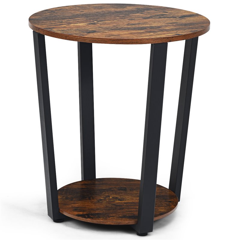 Pemberly Row Metal and Engineered Wood End Tables in Brown (Set of 2)