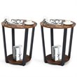 Pemberly Row Metal and Engineered Wood End Tables in Brown (Set of 2)